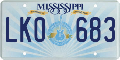 MS license plate LKO683