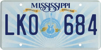 MS license plate LKO684