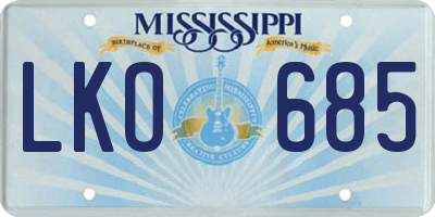 MS license plate LKO685