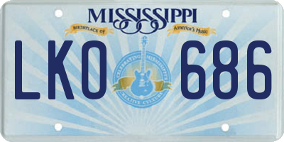 MS license plate LKO686