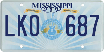 MS license plate LKO687