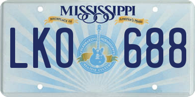 MS license plate LKO688