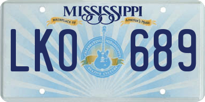 MS license plate LKO689