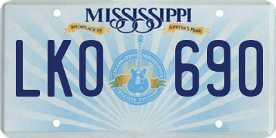 MS license plate LKO690