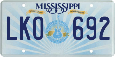 MS license plate LKO692