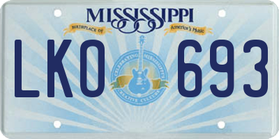 MS license plate LKO693
