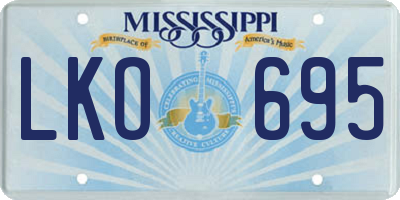 MS license plate LKO695