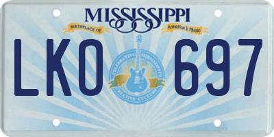 MS license plate LKO697