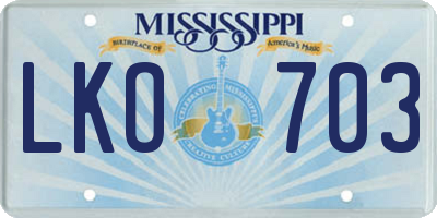 MS license plate LKO703