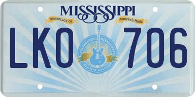 MS license plate LKO706