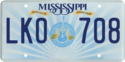 MS license plate LKO708