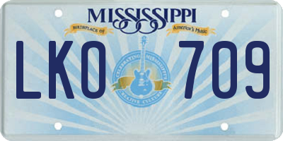 MS license plate LKO709