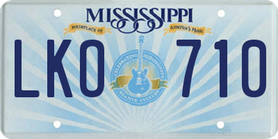 MS license plate LKO710