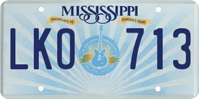 MS license plate LKO713
