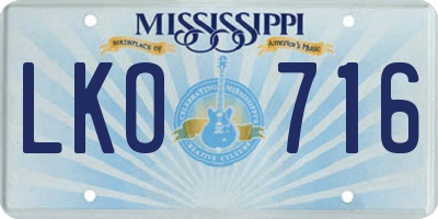 MS license plate LKO716