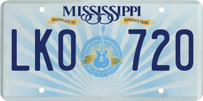 MS license plate LKO720