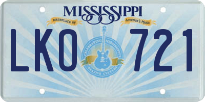 MS license plate LKO721