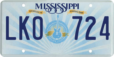 MS license plate LKO724