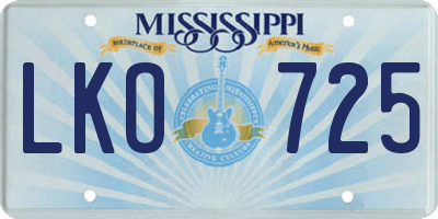 MS license plate LKO725