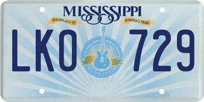 MS license plate LKO729