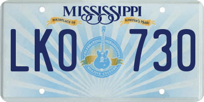 MS license plate LKO730