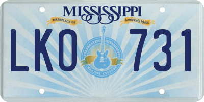 MS license plate LKO731