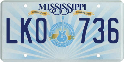 MS license plate LKO736
