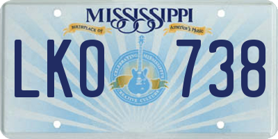 MS license plate LKO738
