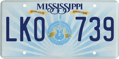 MS license plate LKO739