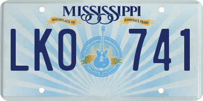 MS license plate LKO741