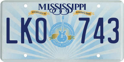 MS license plate LKO743