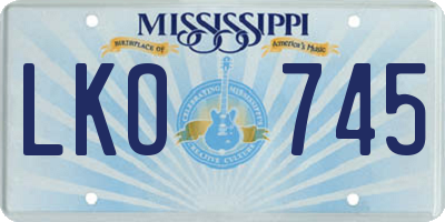 MS license plate LKO745