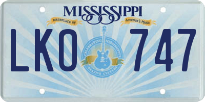 MS license plate LKO747