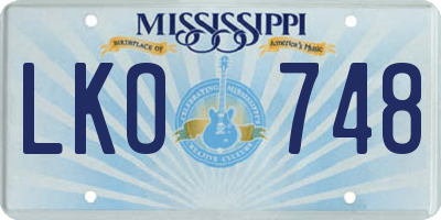 MS license plate LKO748