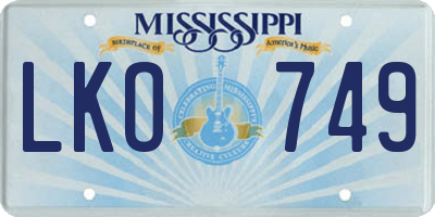 MS license plate LKO749