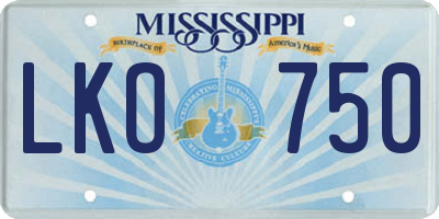 MS license plate LKO750