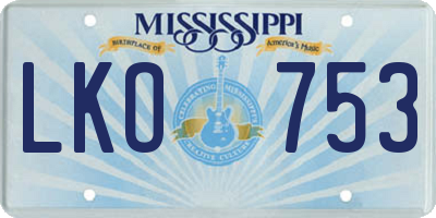 MS license plate LKO753