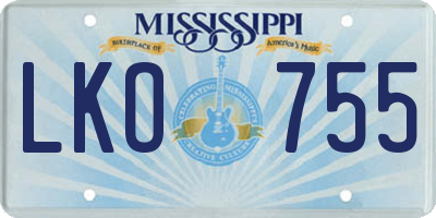 MS license plate LKO755