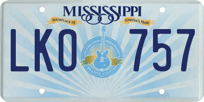 MS license plate LKO757