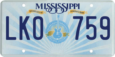 MS license plate LKO759