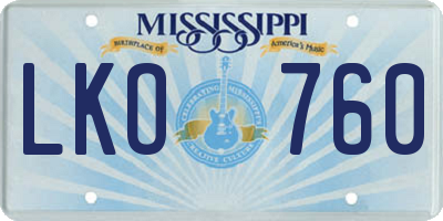 MS license plate LKO760