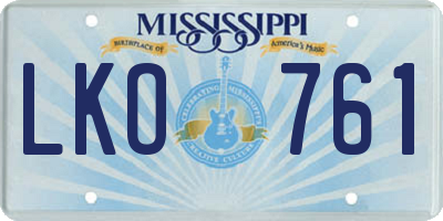 MS license plate LKO761