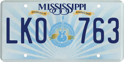 MS license plate LKO763