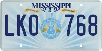 MS license plate LKO768