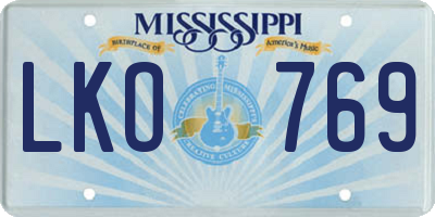 MS license plate LKO769