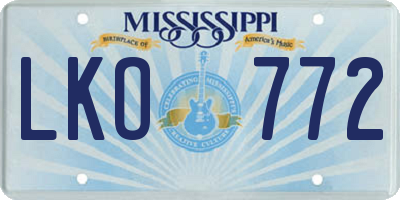 MS license plate LKO772