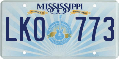 MS license plate LKO773