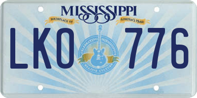 MS license plate LKO776