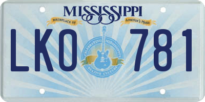 MS license plate LKO781