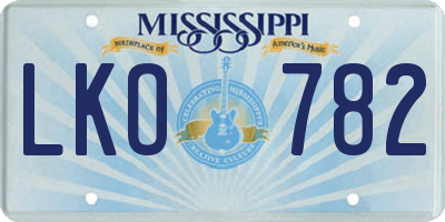 MS license plate LKO782
